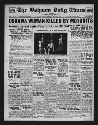 Oshawa Daily Times, 25 Aug 1927