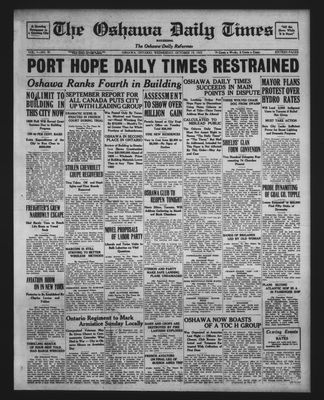 Oshawa Daily Times, 19 Oct 1927