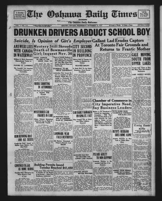 Oshawa Daily Times, 16 Nov 1927