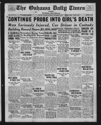 Oshawa Daily Times, 19 Nov 1927