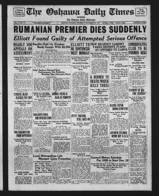 Oshawa Daily Times, 24 Nov 1927