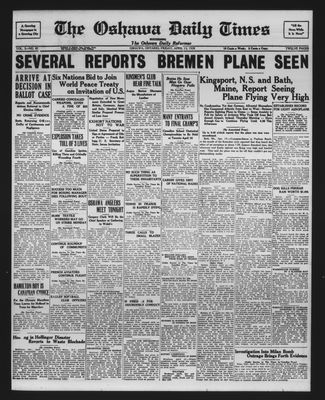 Oshawa Daily Times, 13 Apr 1928