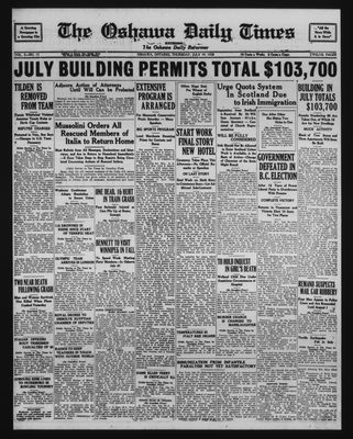 Oshawa Daily Times, 19 Jul 1928