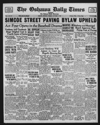 Oshawa Daily Times, 9 Oct 1928