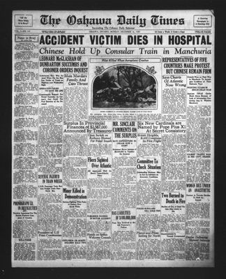 Oshawa Daily Times, 16 Dec 1929