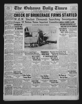 Oshawa Daily Times, 15 Jan 1930