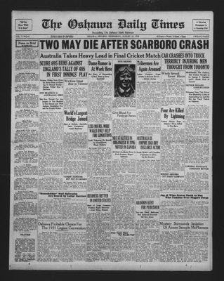 Oshawa Daily Times, 20 Aug 1930