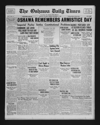 Oshawa Daily Times, 11 Nov 1930