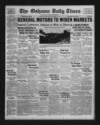 Oshawa Daily Times, 14 Nov 1930