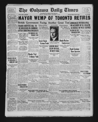 Oshawa Daily Times, 19 Dec 1930