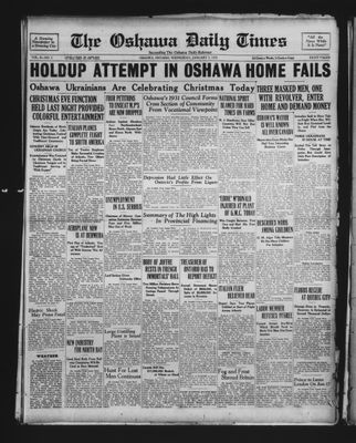 Oshawa Daily Times, 7 Jan 1931