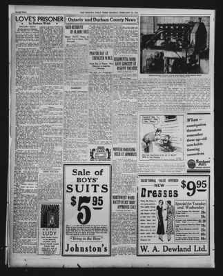 Oshawa Daily Times, 23 Feb 1931