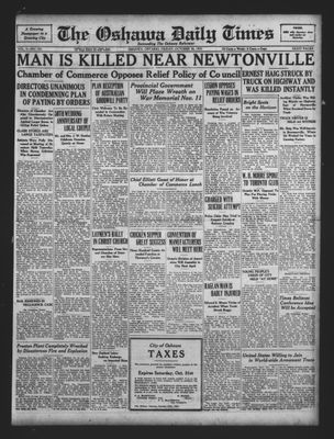 Oshawa Daily Times, 30 Oct 1931