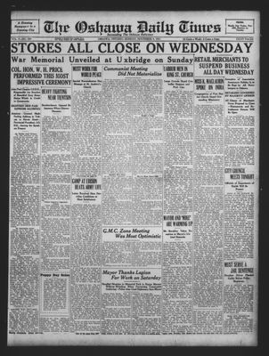 Oshawa Daily Times, 9 Nov 1931