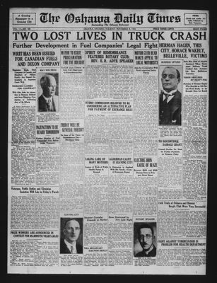 Oshawa Daily Times, 8 Nov 1932