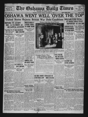 Oshawa Daily Times, 12 Dec 1932