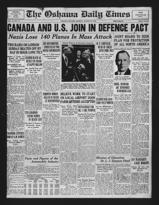 Oshawa Daily Times, 19 Aug 1940