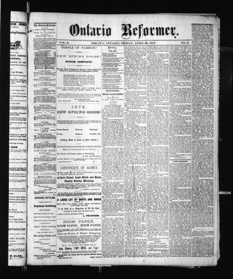 Ontario Reformer, 26 Apr 1872