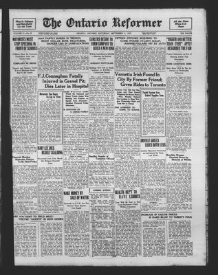 Ontario Reformer, 9 Sep 1922