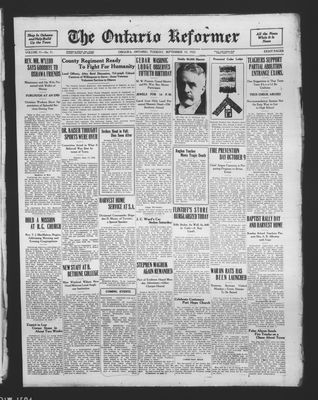 Ontario Reformer, 19 Sep 1922