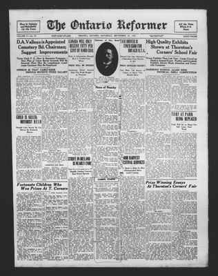 Ontario Reformer, 23 Sep 1922