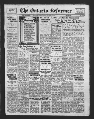 Ontario Reformer, 4 Nov 1922