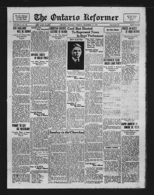 Ontario Reformer, 12 Dec 1922