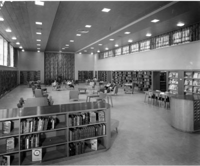 LH2966 Oshawa Public Libraries, McLaughlin Branch: Main Reading Room, 1958
