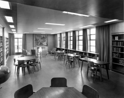 LH2967 Oshawa Public Libraries, McLaughlin Branch, 1958: Youth Reading Room