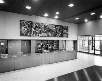 LH2968 Oshawa Public Libraries, McLaughlin Branch, 1958 - Circulation Desk