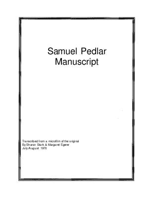 Samuel Pedlar manuscript