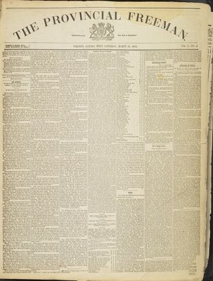 Provincial Freeman (Toronto and Chatham, ON), 25 Mar 1854