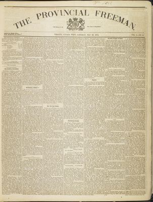 Provincial Freeman (Toronto and Chatham, ON), 20 May 1854