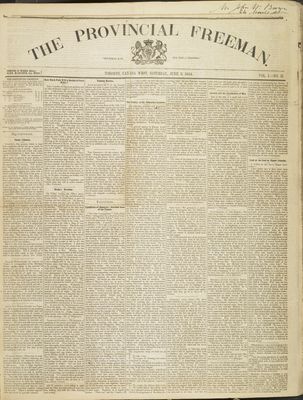 Provincial Freeman (Toronto and Chatham, ON), 3 Jun 1854