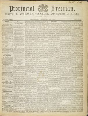 Provincial Freeman (Toronto and Chatham, ON), 8 Jul 1854