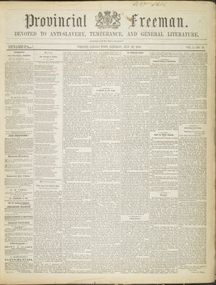 Provincial Freeman (Toronto and Chatham, ON), 29 Jul 1854