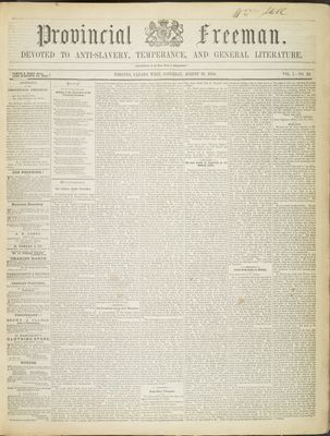 Provincial Freeman (Toronto and Chatham, ON), 19 Aug 1854