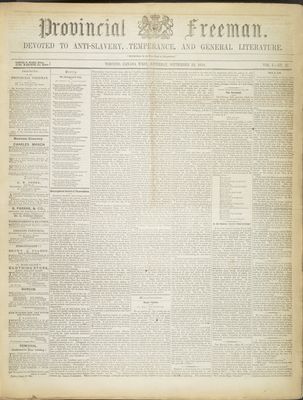 Provincial Freeman (Toronto and Chatham, ON), 23 Sep 1854