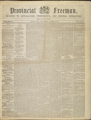 Provincial Freeman (Toronto and Chatham, ON), 21 Oct 1854