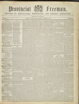 Provincial Freeman (Toronto and Chatham, ON), 18 Nov 1854