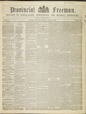 Provincial Freeman (Toronto and Chatham, ON), 13 Jan 1855