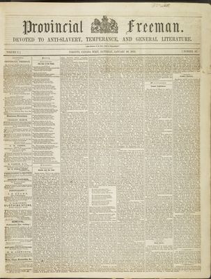 Provincial Freeman (Toronto and Chatham, ON), 20 Jan 1855