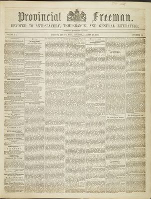 Provincial Freeman (Toronto and Chatham, ON), 27 Jan 1855