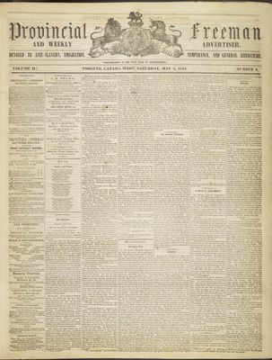 Provincial Freeman (Toronto and Chatham, ON), 5 May 1855