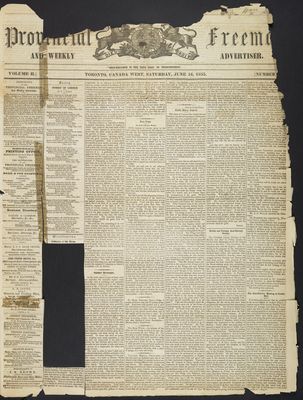 Provincial Freeman (Toronto and Chatham, ON), 16 Jun 1855