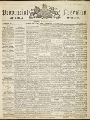 Provincial Freeman (Toronto and Chatham, ON), 23 Jun 1855