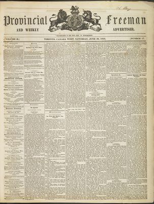 Provincial Freeman (Toronto and Chatham, ON), 30 Jun 1855