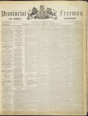 Provincial Freeman (Toronto and Chatham, ON), 13 Oct 1855