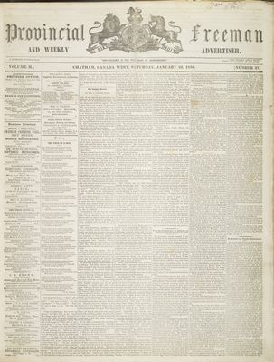 Provincial Freeman (Toronto and Chatham, ON), 26 Jan 1856