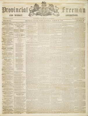 Provincial Freeman (Toronto and Chatham, ON), 29 Mar 1856